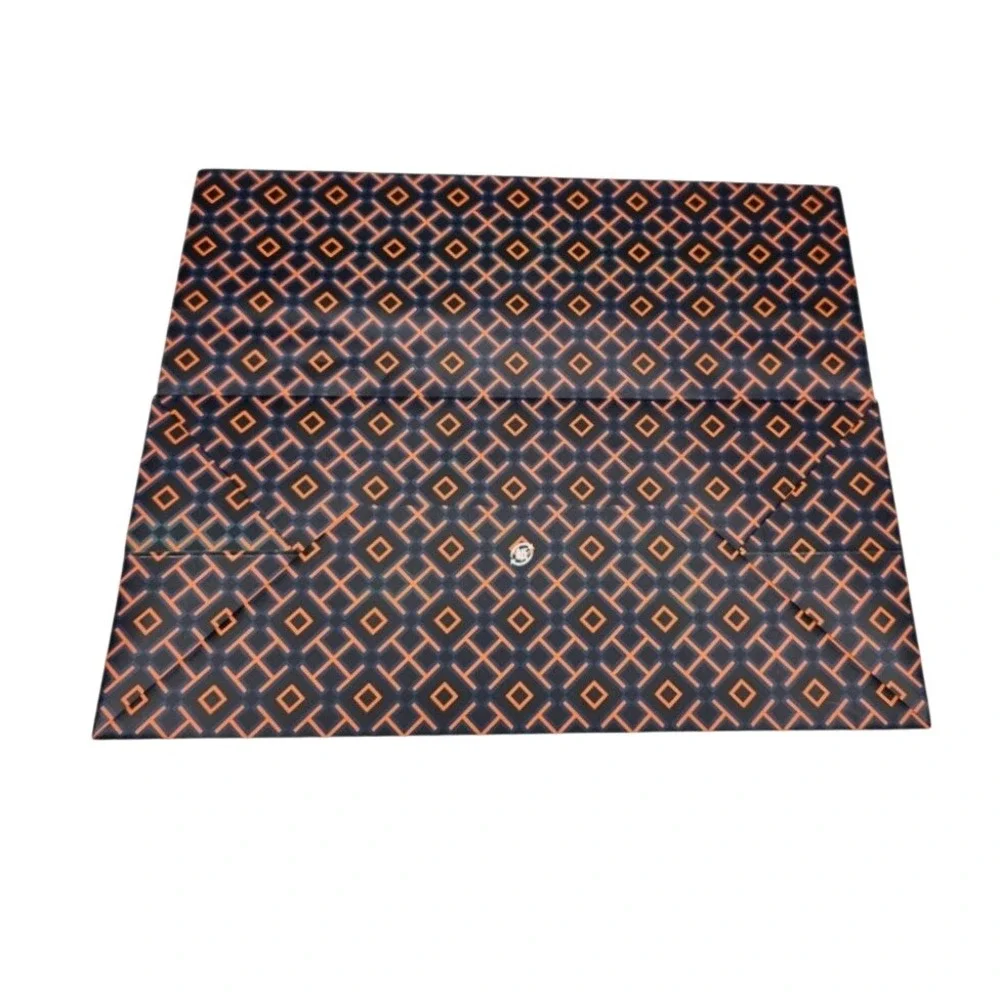 Tory Burch Gift Bags Set of 3 Logo Geometric Orange Navy Small 8x6.5